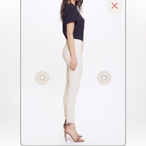 MOTHER THE LOOKER ANKLE FRAY IN WHIPPING THE CREAM HIGH RISE SKINNIES W/FRAY HEM - Picture 5 of 14